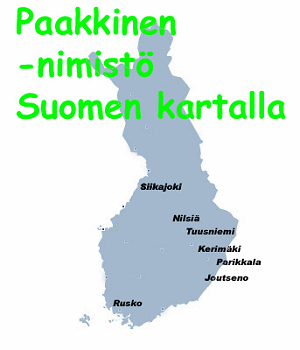 Paakkinen-nimistö Suomen kartalla